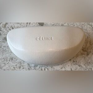 Celine embossed leather eyewear case in beige/white